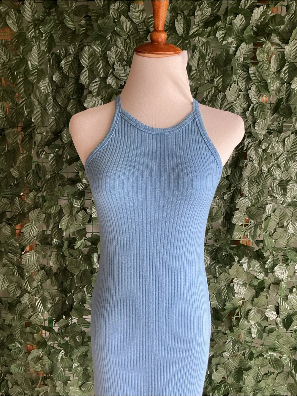 REFORMATION Ribbed Halter Maxi Dress - XS - Dreamy Blue - Picture 5 of 12